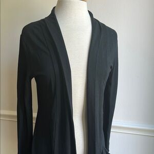 Ronen Chen 1 US 6 Black Open Front Drape Tunic Length Cardigan Pocket Israel EUC
